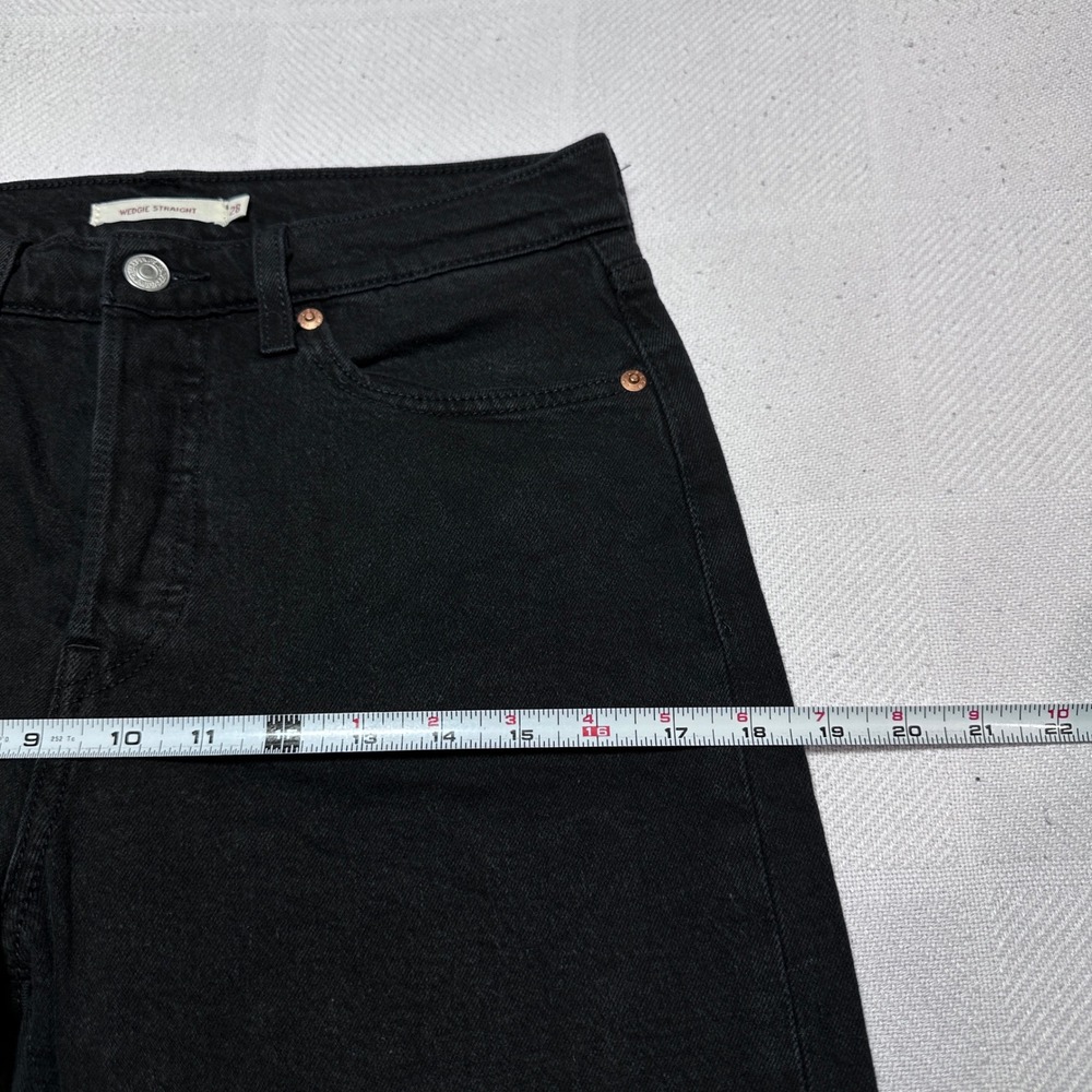 Levi's Wedgie Straight Jeans Womens 28 High Rise Button Fly Black Wash Denim - Picture 13 of 16